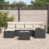 vidaXL Sofa Set mit Kissen 7 pcs Schwarz und Creme Poly-Rattan