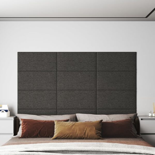 vidaXL Wandpaneele 12 Stk. Dunkelgrau 60x30 cm Stoff 2,16 m&sup2;