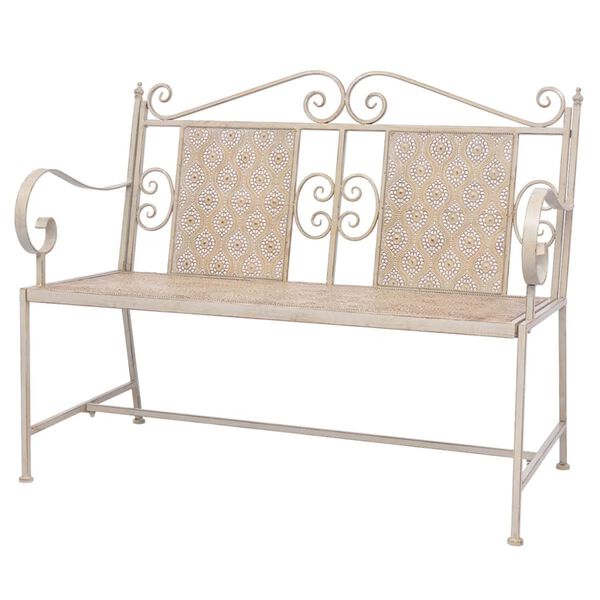 vidaXL Gartenbank 115 cm Stahl Vintage Wei&szlig;