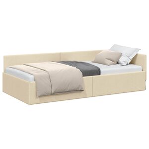 vidaXL Eckbettgestell mit Kopfteil Creme 90 cm x 200 cm Samt