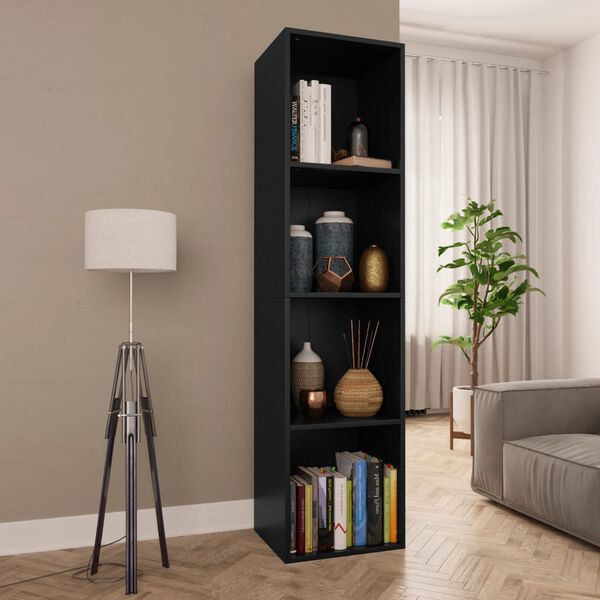 vidaXL B&uuml;cherregal/TV-Schrank Schwarz 36x30x143 cm Holzwerkstoff