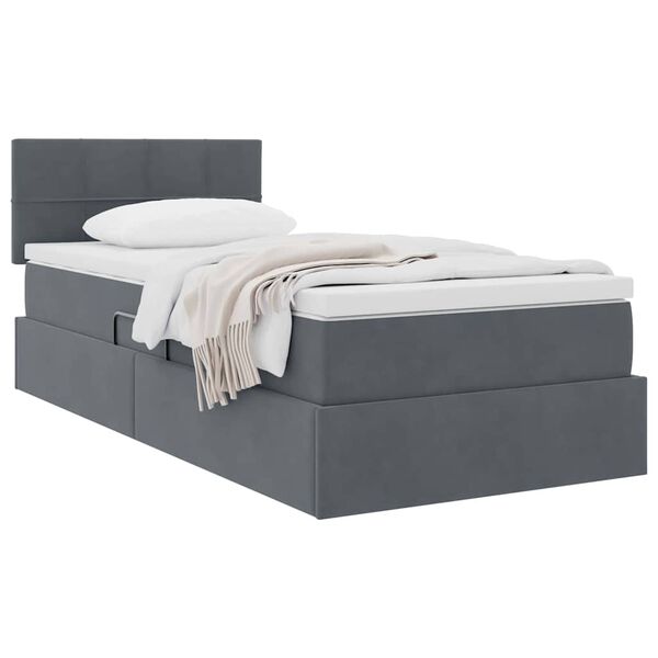 vidaXL Aufbewahrungsbett mit Matratze Dunkelgrau 90 x 190 cm Samt