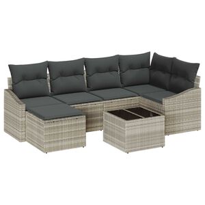vidaXL Garten Essgruppe mit Kissen mit Speicher 7 pcs Hellgrau