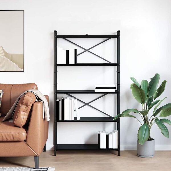 vidaXL B&uuml;cherregal Schwarz Eichen-Optik 80 x 30 x 155 cm Holzwerkstoff