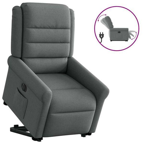 vidaXL Relaxsessel mit Aufstehhilfe Elektrisch Dunkelgrau Stoff