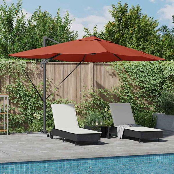 vidaXL Sonnenschirm mit LED-Lichtleisten Terrakotta 352 x 251 x 265 cm
