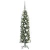 vidaXL K&uuml;nstlicher schlanker Weihnachtsbaum Gr&uuml;n und Wei&szlig; 120 cm