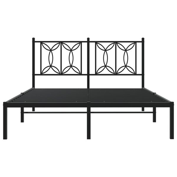 vidaXL Bettgestell mit Kopfteil Metall Schwarz 140x200 cm