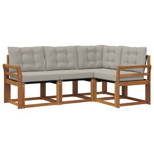 vidaXL Outdoor-Sofagarnitur mit Kissen 4 pcs Nat&uuml;rlich und Hellgrau