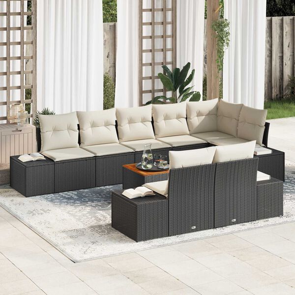 vidaXL Garten-Sofa-Set 9 pcs Schwarz und Wei&szlig;