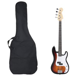 vidaXL E-Bass f&uuml;r Anf&auml;nger mit Tasche Braun und Wei&szlig; 4/4 46
