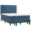 vidaXL Boxspringbett mit Matratze Dunkelblau 140x190 cm Samt