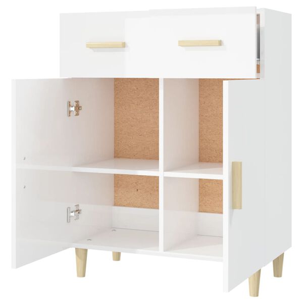 vidaXL Sideboard Hochglanz-Wei&szlig; 69,5x34x89 cm Holzwerkstoff