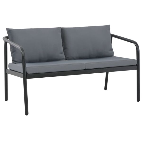 vidaXL 2-Sitzer-Gartenbank mit Auflagen Grau Aluminium
