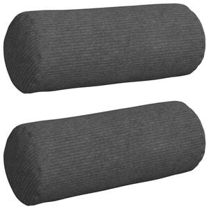 vidaXL Bolsterkissen 2 St&uuml;ck Dunkelgrau &Oslash; 15 x 40 cm Cordstoff