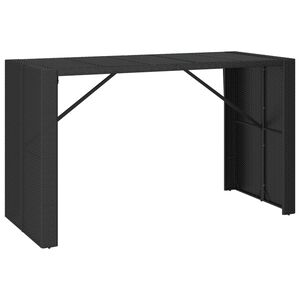 vidaXL Bartisch mit Glasplatte Schwarz 185x80x110 cm Poly Rattan