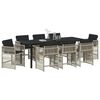 vidaXL Garten Essgruppe 9 pcs Hellgrau Poly-Rattan