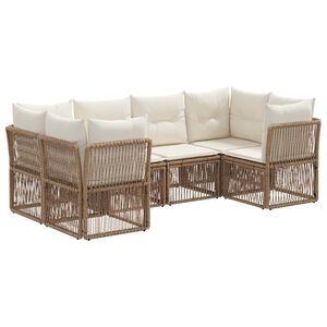 vidaXL Gartensofa-set 6 stk. 6-Sitzanzahl Beige Poly-Rattan