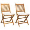 vidaXL Klappstuhl mit Kissen 2 pcs Braun Massivholz Akazie