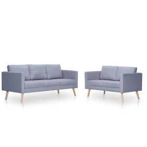 vidaXL Sofagarnitur 2-Sitzer & 3-Sitzer Stoff Hellgrau