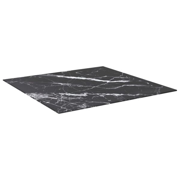 vidaXL Tischplatte Schwarz 80x80 cm 6 mm Hartglas in Marmoroptik