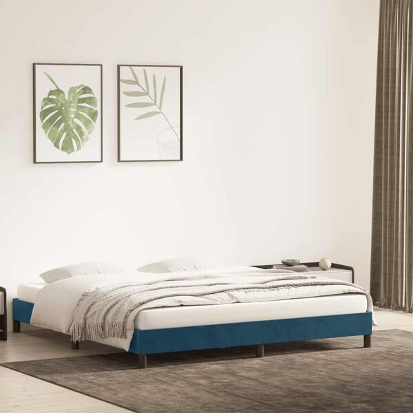 vidaXL Bettgestell ohne Matratze Dunkelblau 180x220 cm Samt