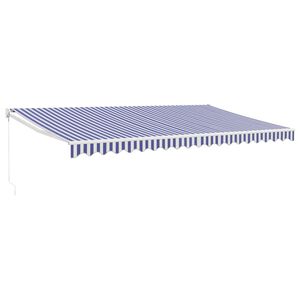 vidaXL Markise Einziehbar Blau und Wei&szlig; 5x3 m Stoff und Aluminium