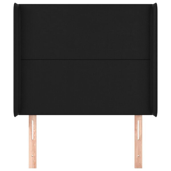 vidaXL Kopfteil mit Ohren Schwarz 93x16x118/128 cm Kunstleder