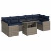 vidaXL 8-tlg. Garten-Sofagarnitur mit Kissen Grau Poly Rattan Akazie