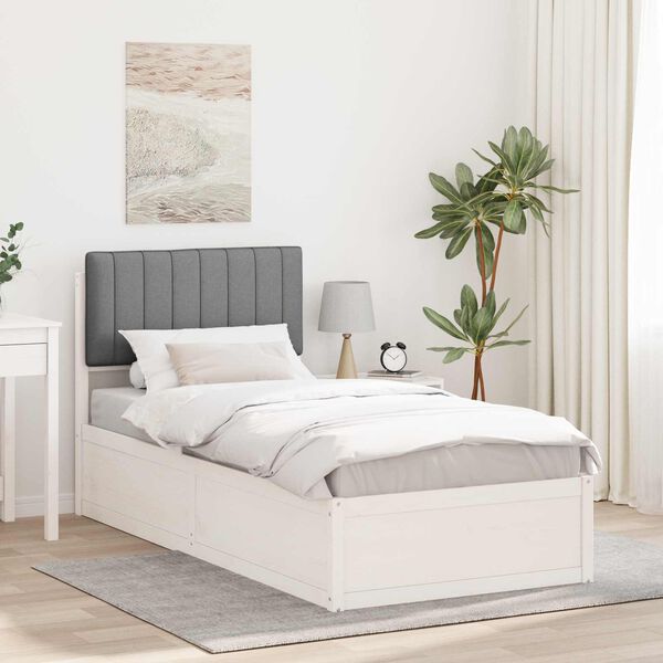 vidaXL Bettgestell mit gepolstertem Kopfteil Hellgrau 90 x 190 cm