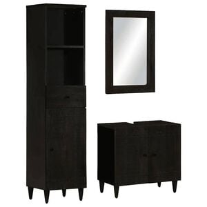 vidaXL 3-tlg. Badm&ouml;bel-Set Massivholz Mango