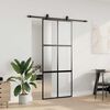 vidaXL Schiebet&uuml;r mit Beschlag Schwarz 90x205 cm Hartglas