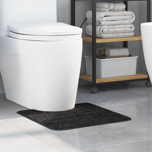 vidaXL Rutschfeste Badematte mit Toilettenausschnitt Dunkelgrau