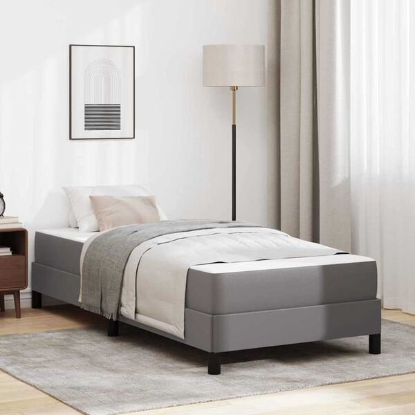 vidaXL Bettrahmen mit Matratze Grau 90 x 200 cm Stoff