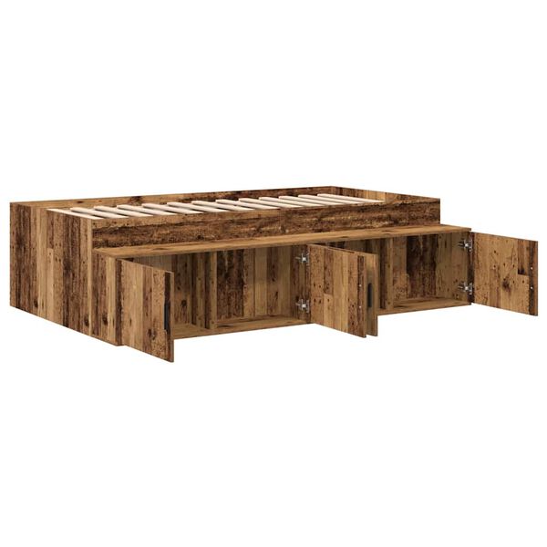 vidaXL Bettrahmen mit Schubladen Altholz 100 x 200 cm Holzwerkstoff