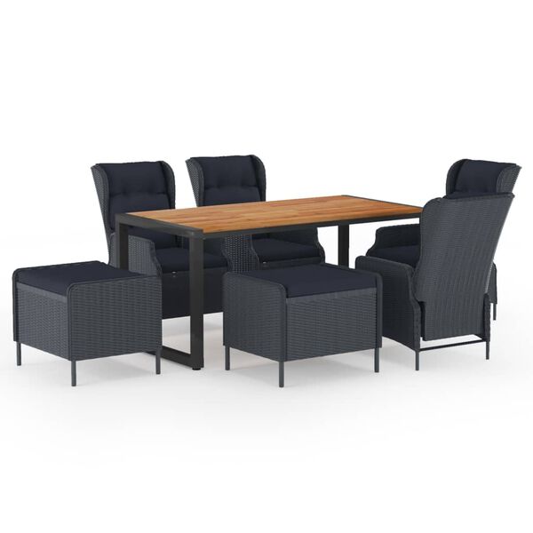 vidaXL 7-tlg. Garten-Essgruppe Dunkelgrau