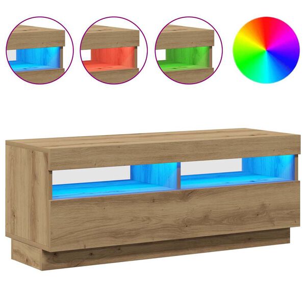 vidaXL TV-Schrank mit LED-Leuchten Artisan-Eiche 100x35x40 cm