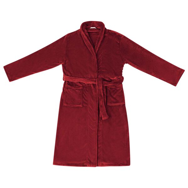 vidaXL Bademantel ohne Kapuze Bordeauxrot XL Flanell