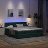 vidaXL Ottoman-Bett mit Matratzen & LEDs Dunkelgr&uuml;n 200x200 cm Samt