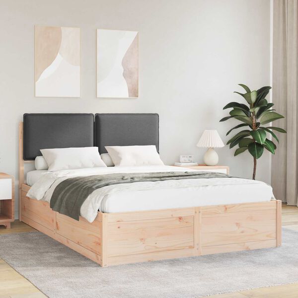 vidaXL Bettgestell mit gepolstertem Kopfteil Dunkelgrau 150 x 200 cm