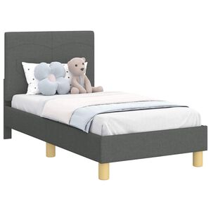 vidaXL Kinderbettgestell mit Kopfteil Dunkelgrau 70 x 140 cm Stoff