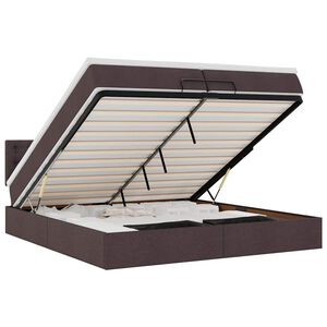vidaXL Ottoman-Bett mit Matratzen & LEDs Dunkelbraun 200x200 cm Stoff