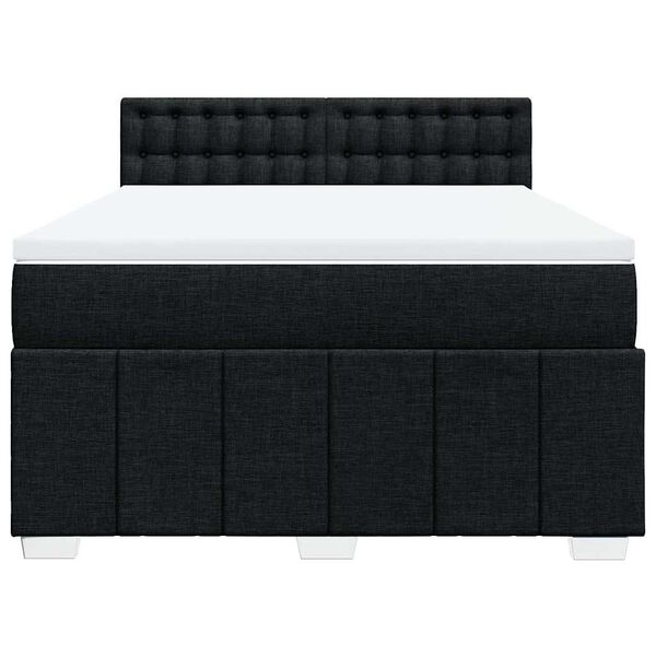 vidaXL Boxspringbett mit Matratze Schwarz 140x200 cm Stoff