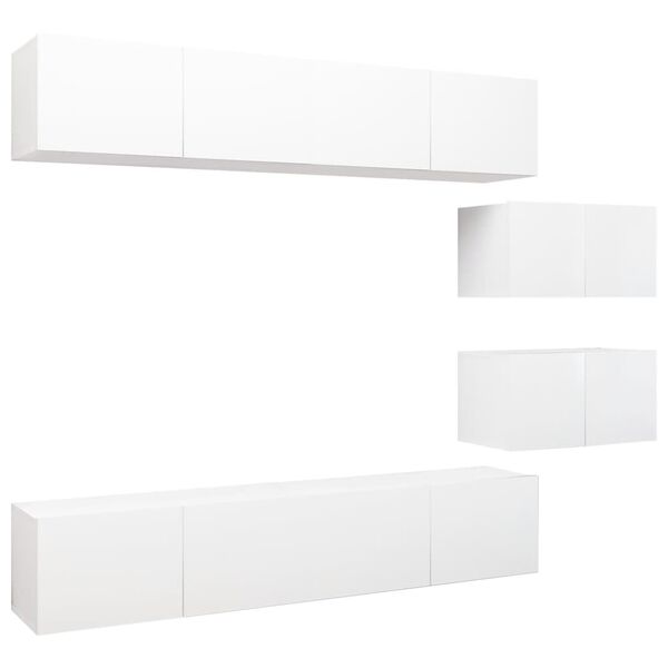 vidaXL 6-tlg. TV-Schrank-Set Wei&szlig; Holzwerkstoff