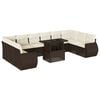 vidaXL 11-tlg. Garten-Sofagarnitur mit Kissen Braun Poly Rattan