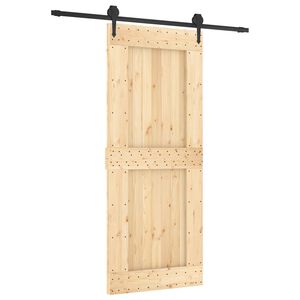 vidaXL Schiebet&uuml;r Nat&uuml;rlich und Schwarz 85 x 210 cm Massivkiefer