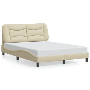 vidaXL Bettgestell ohne Matratze "Hvar" Creme 140x200 cm Stoff