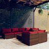 vidaXL 8-tlg. Garten-Lounge-Set mit Kissen Braun Poly Rattan