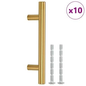vidaXL M&ouml;belgriffe 10 Stk. Golden Lochabstand 64 mm Gesamtl&auml;nge 100 mm Edelstahl