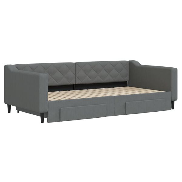 vidaXL Tagesbett Ausziehbar mit Schubladen Dunkelgrau 100x200 cm Stoff
